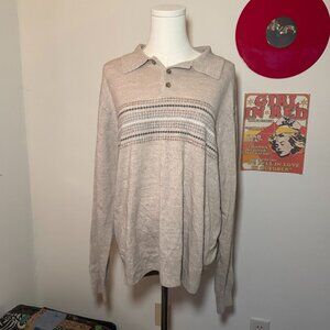 Dockers Knit Cream Long Sleeved Sweater with Striped Details